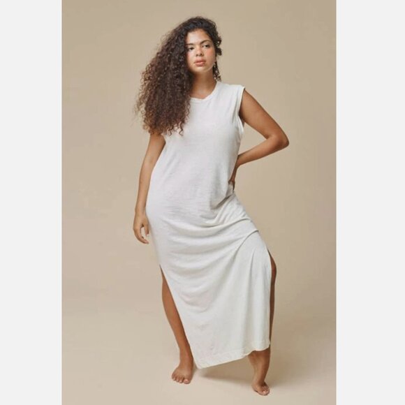 Nwot Jungmaven Hermosa Dress Maxi White XS Hemp Org Cotton Long Sleeveless - Picture 5 of 5